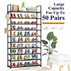 10-Tier Shoe Rack Organizer – Freestanding Shoe Storage Shelf with Side Handles for Entryway & Closet