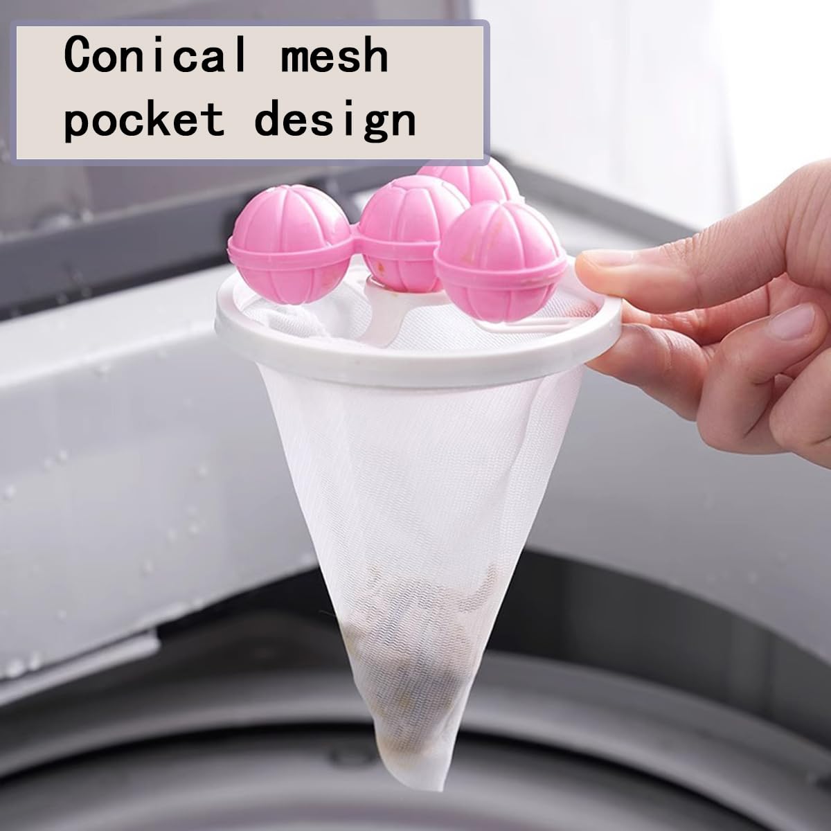 Floating Washing Machine Hair Catcher, Reusable Mesh Lint Filter Bags for Pet Hair, Fur and Laundry Debris, Washer Lint Traps for Top-Load Washers, Blue Pink Purple