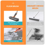 3-in-1 Floor Scrub Brush with Long Handle – Heavy Duty Bathroom & Floor Cleaner