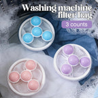 Floating Washing Machine Hair Catcher, Reusable Mesh Lint Filter Bags for Pet Hair, Fur and Laundry Debris, Washer Lint Traps for Top-Load Washers, Blue Pink Purple