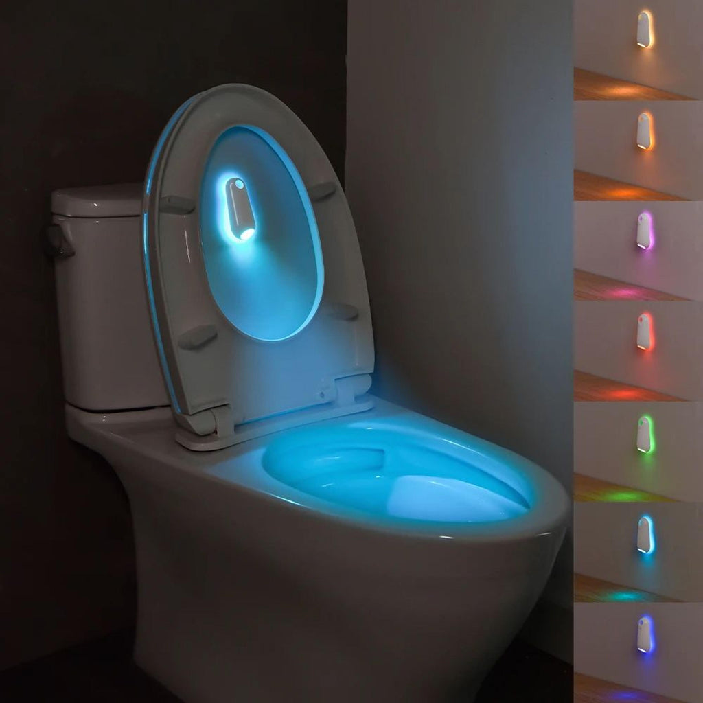 Rechargeable RGB Toilet Night Light with Motion Sensor, 7-Color LED Bowl Light, Soft Glow Bathroom Night Light for Kids, Adults & Seniors