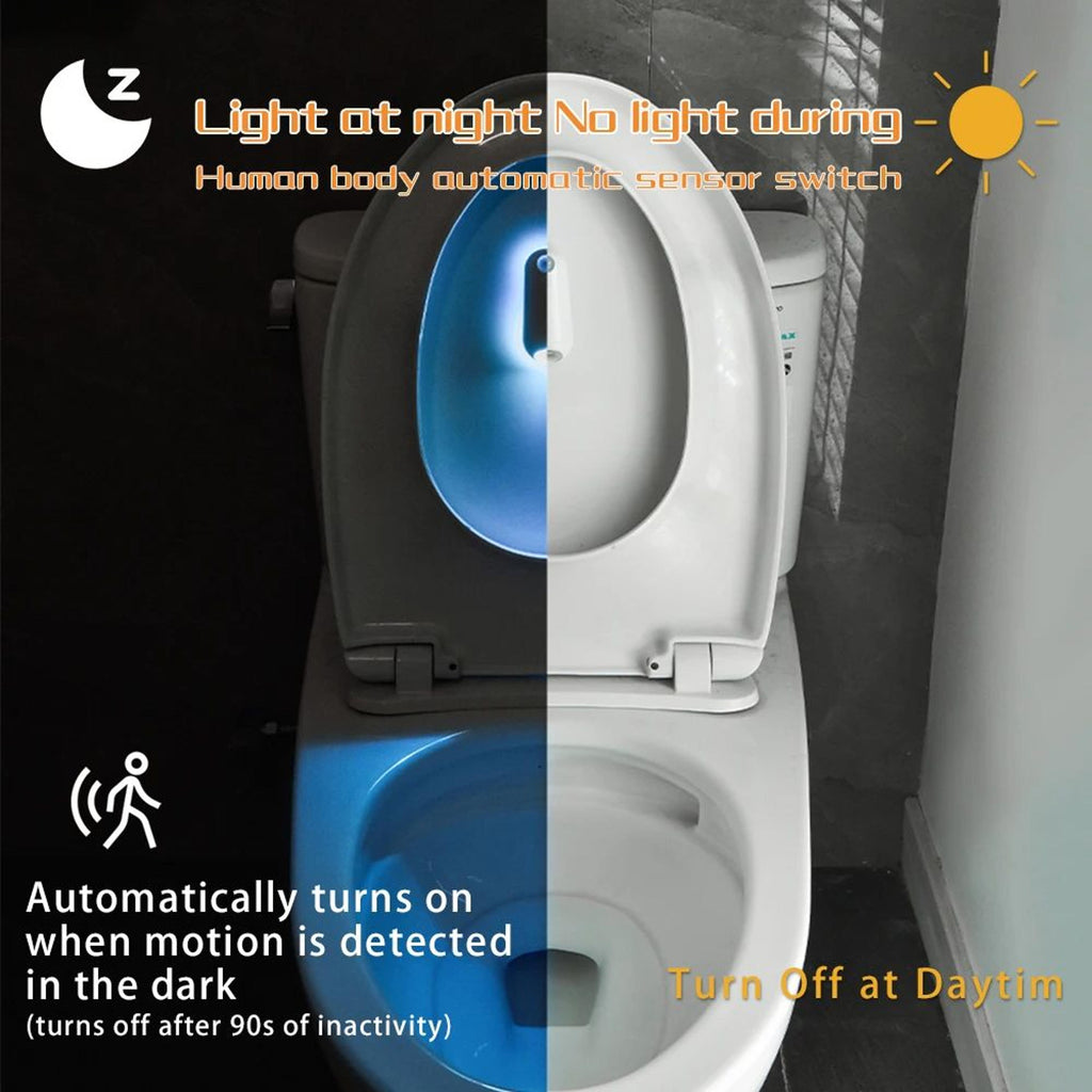 Rechargeable RGB Toilet Night Light with Motion Sensor, 7-Color LED Bowl Light, Soft Glow Bathroom Night Light for Kids, Adults & Seniors