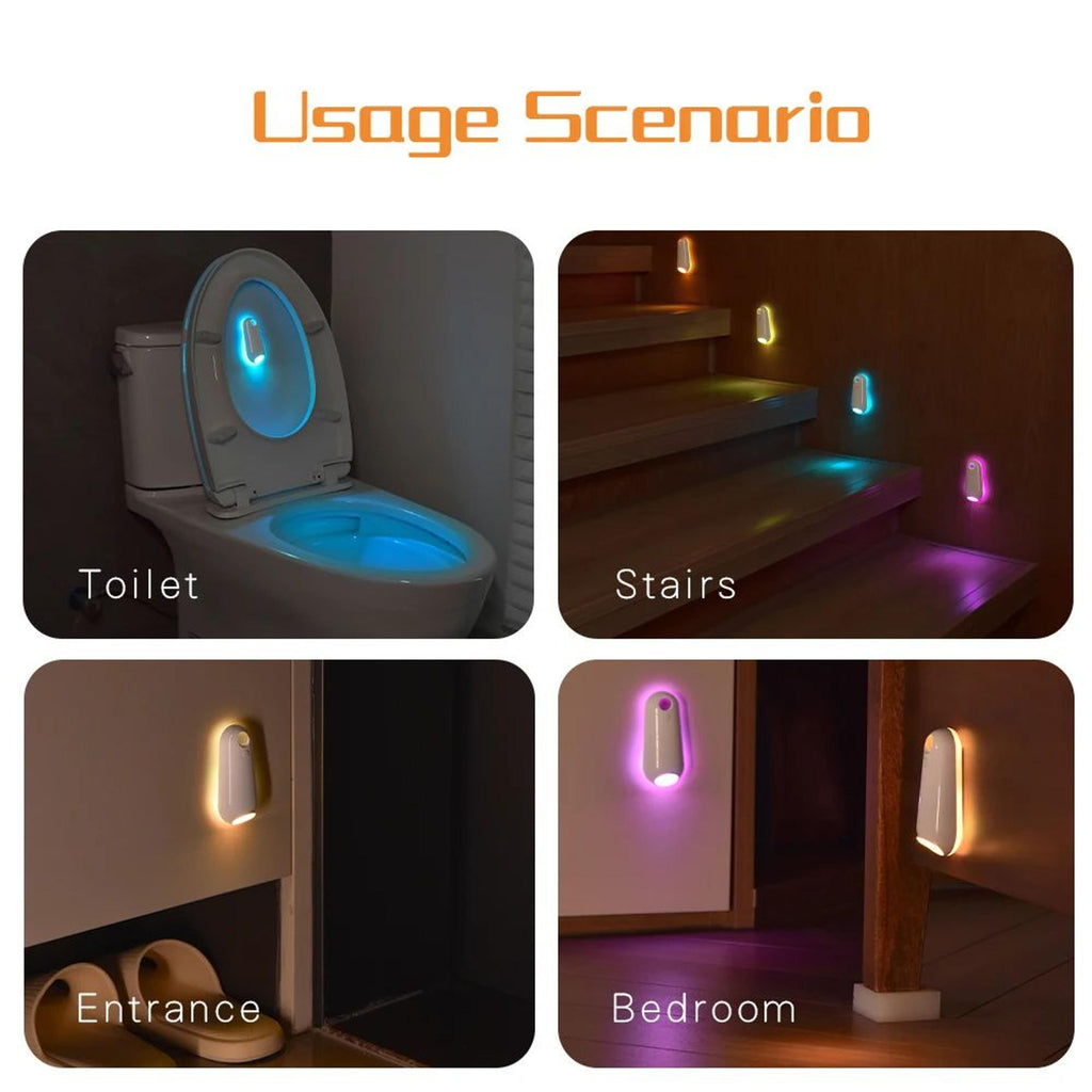Rechargeable RGB Toilet Night Light with Motion Sensor, 7-Color LED Bowl Light, Soft Glow Bathroom Night Light for Kids, Adults & Seniors