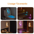 Rechargeable RGB Toilet Night Light with Motion Sensor, 7-Color LED Bowl Light, Soft Glow Bathroom Night Light for Kids, Adults & Seniors