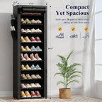 10-Tier Shoe Rack Organizer – Freestanding Shoe Storage Shelf with Side Handles for Entryway & Closet