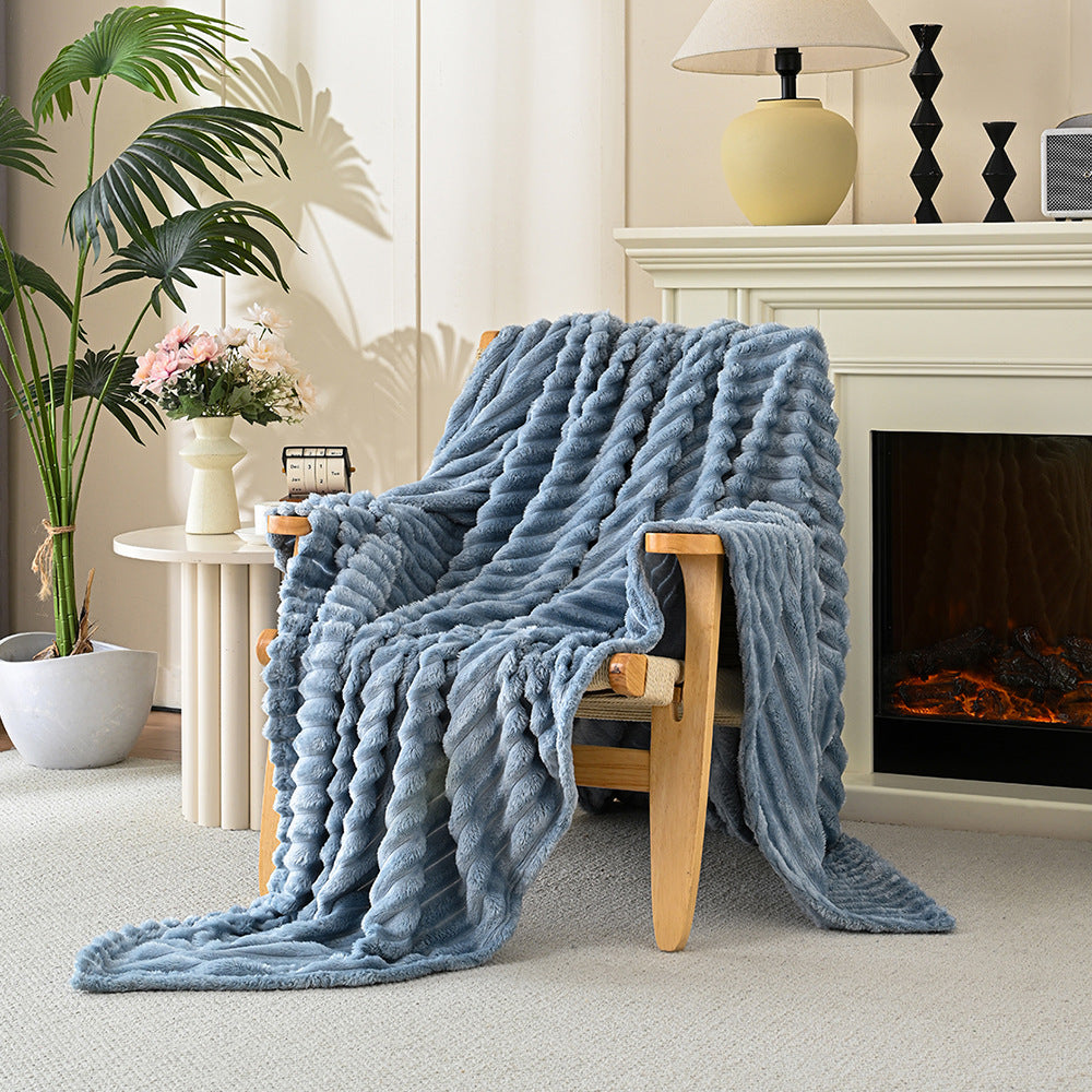 Ultra-Soft Striped Fleece Throw Blanket