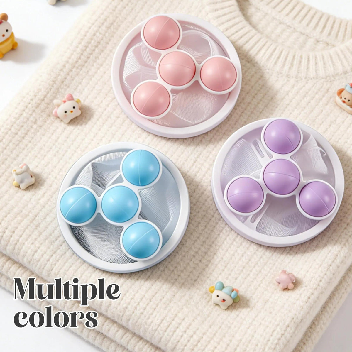 Floating Washing Machine Hair Catcher, Reusable Mesh Lint Filter Bags for Pet Hair, Fur and Laundry Debris, Washer Lint Traps for Top-Load Washers, Blue Pink Purple