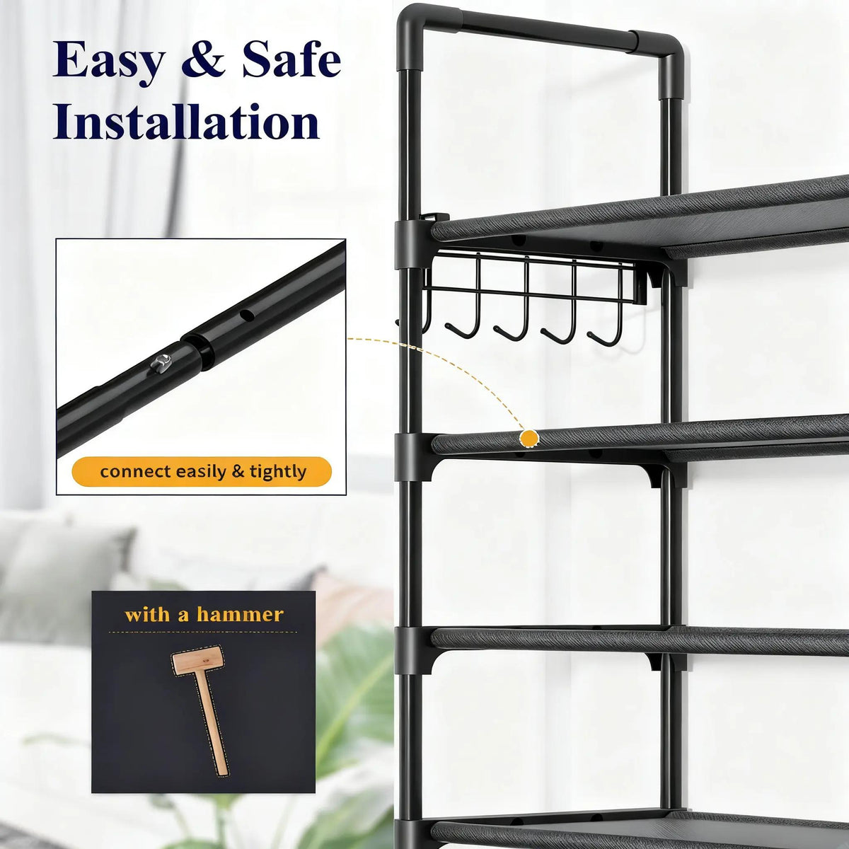 10-Tier Shoe Rack Organizer – Freestanding Shoe Storage Shelf with Side Handles for Entryway & Closet