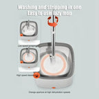 Spin Mop and Bucket Set with Separate Clean & Dirty Water Tanks, 360° Rotating Microfiber Mop, Adjustable Stainless Steel Handle, Wet & Dry Floor Cleaning