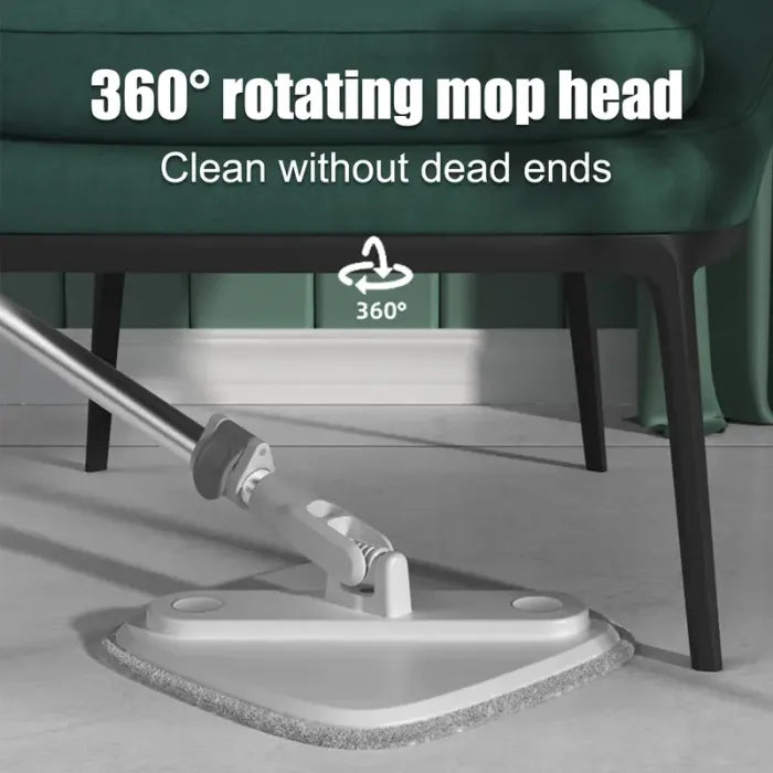Spin Mop and Bucket Set with Separate Clean & Dirty Water Tanks, 360° Rotating Microfiber Mop, Adjustable Stainless Steel Handle, Wet & Dry Floor Cleaning
