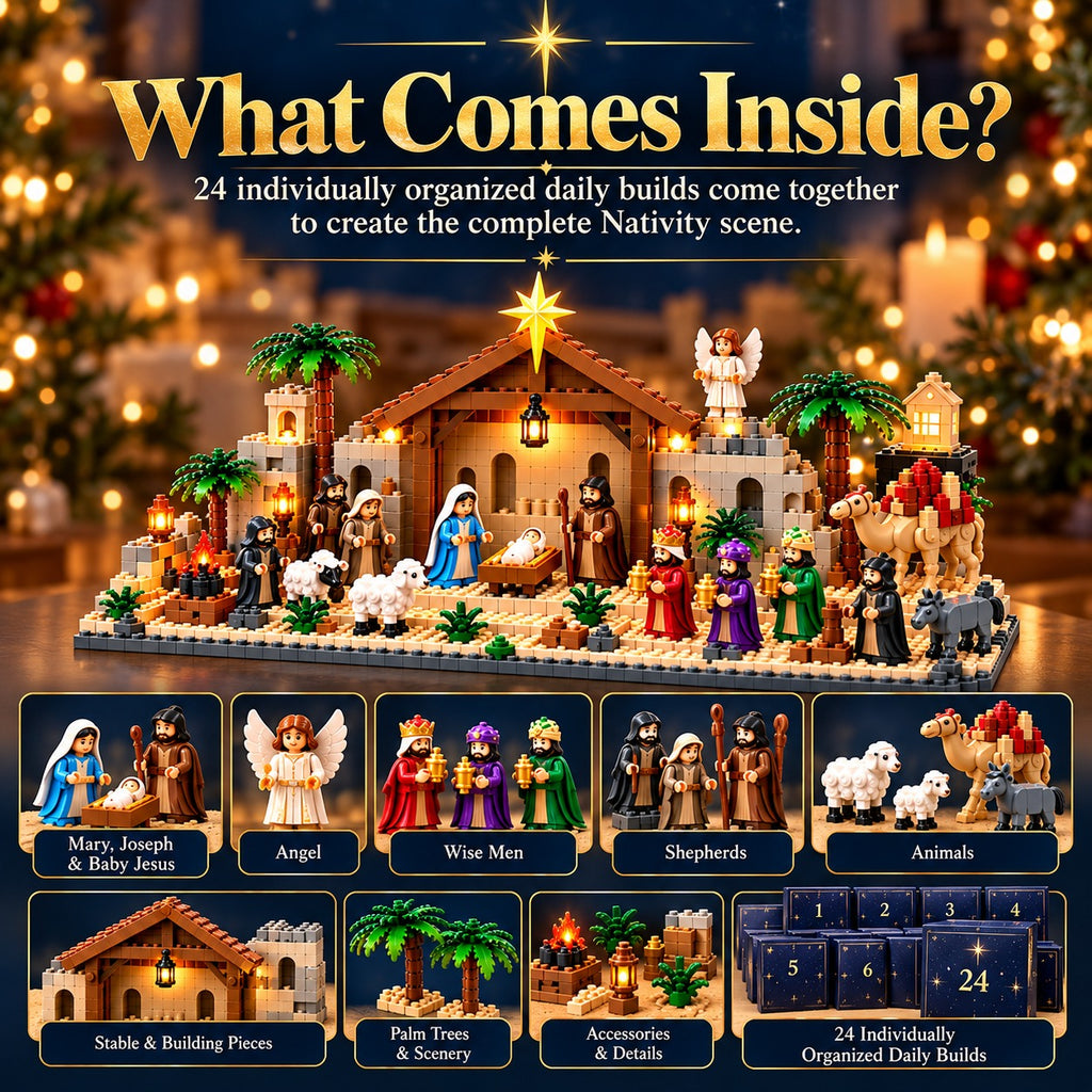 24-Day Nativity Advent Calendar Building Set – Daily Christmas Countdown with Complete Bethlehem Scene