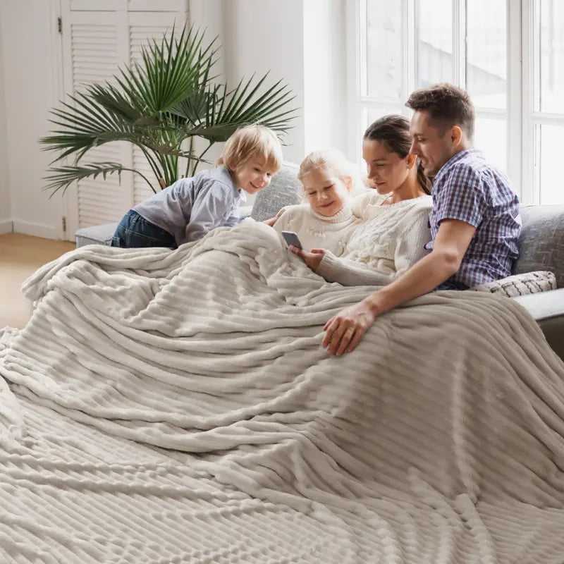 Ultra-Soft Striped Fleece Throw Blanket