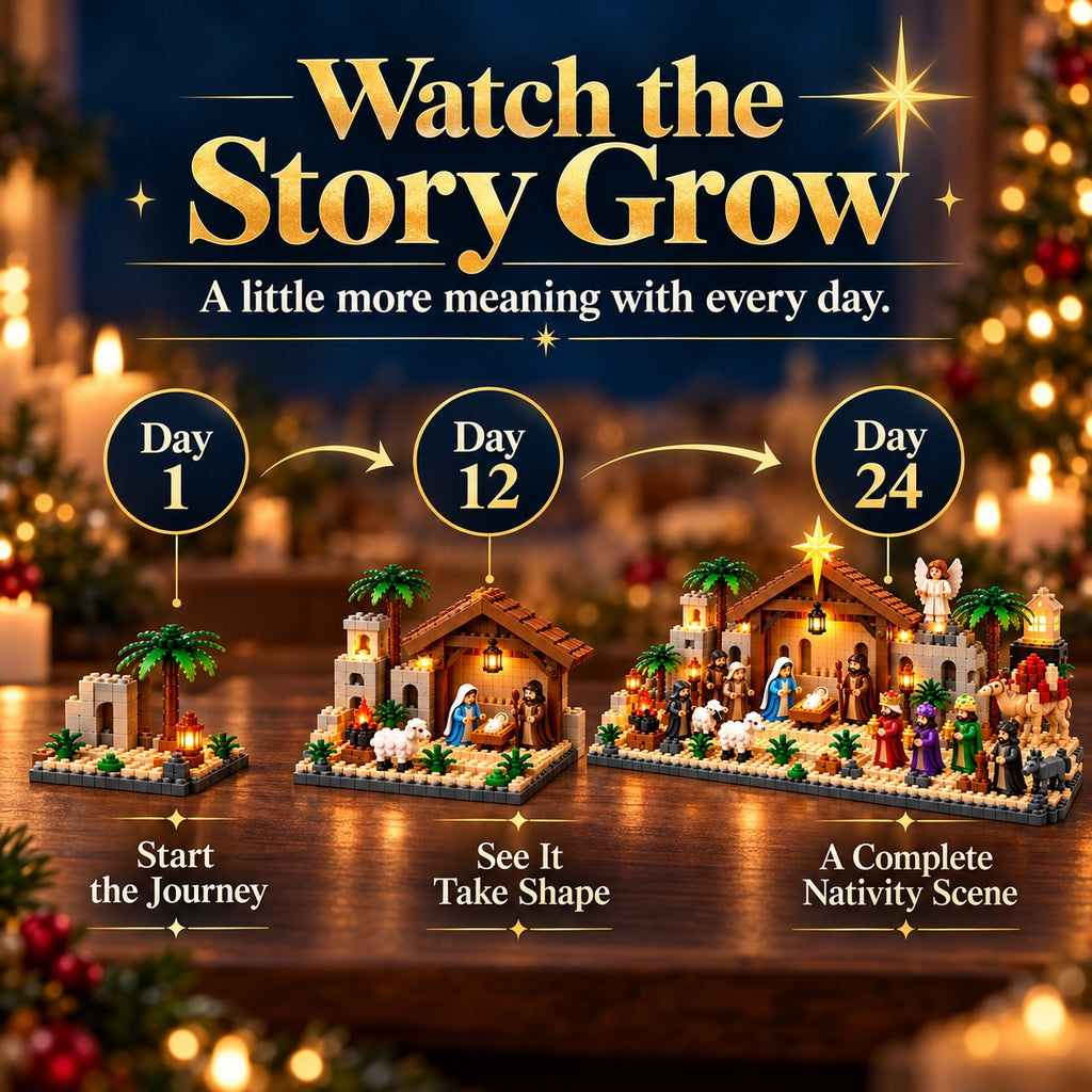 24-Day Nativity Advent Calendar Building Set – Daily Christmas Countdown with Complete Bethlehem Scene