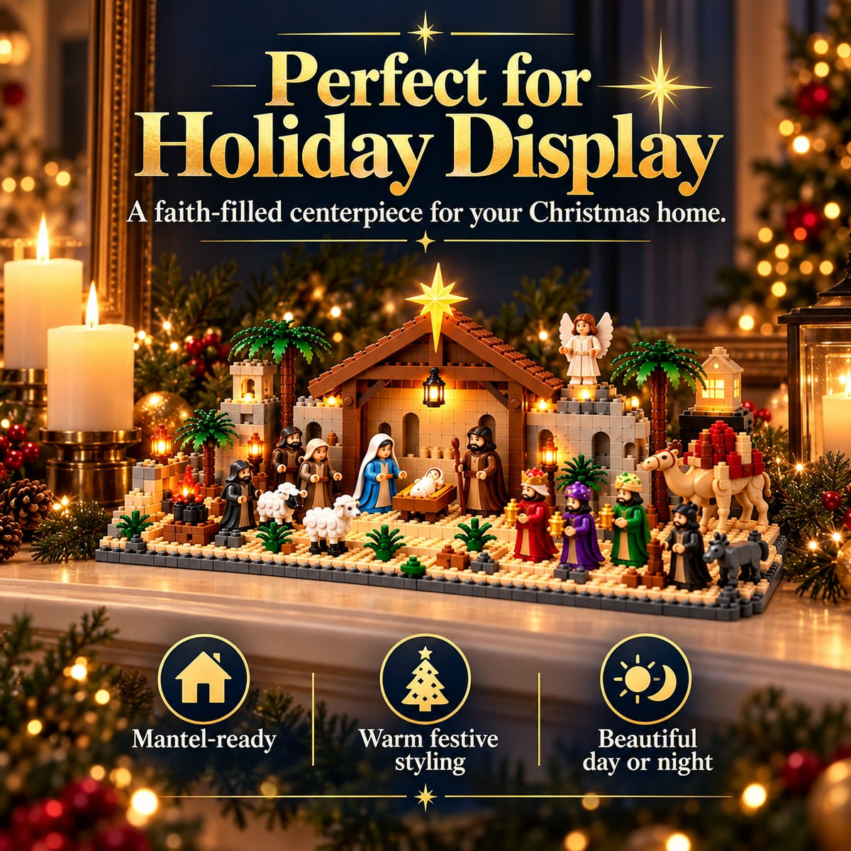 24-Day Nativity Advent Calendar Building Set – Daily Christmas Countdown with Complete Bethlehem Scene