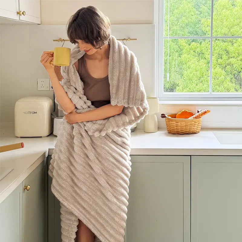 Ultra-Soft Striped Fleece Throw Blanket