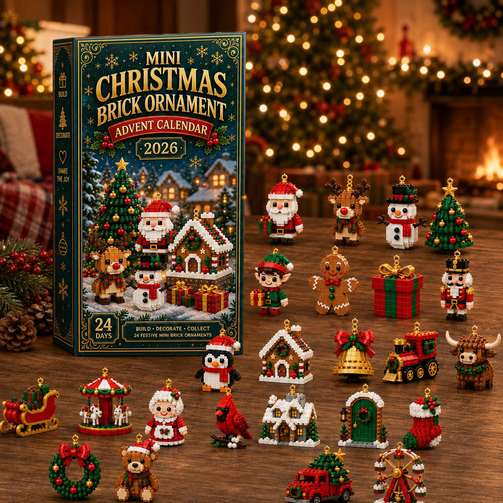 24-Day Christmas Building Block Advent Calendar | 24 Mini Christmas Ornaments | DIY Hanging Decorations for Christmas Trees, Wreaths and Holiday Displays