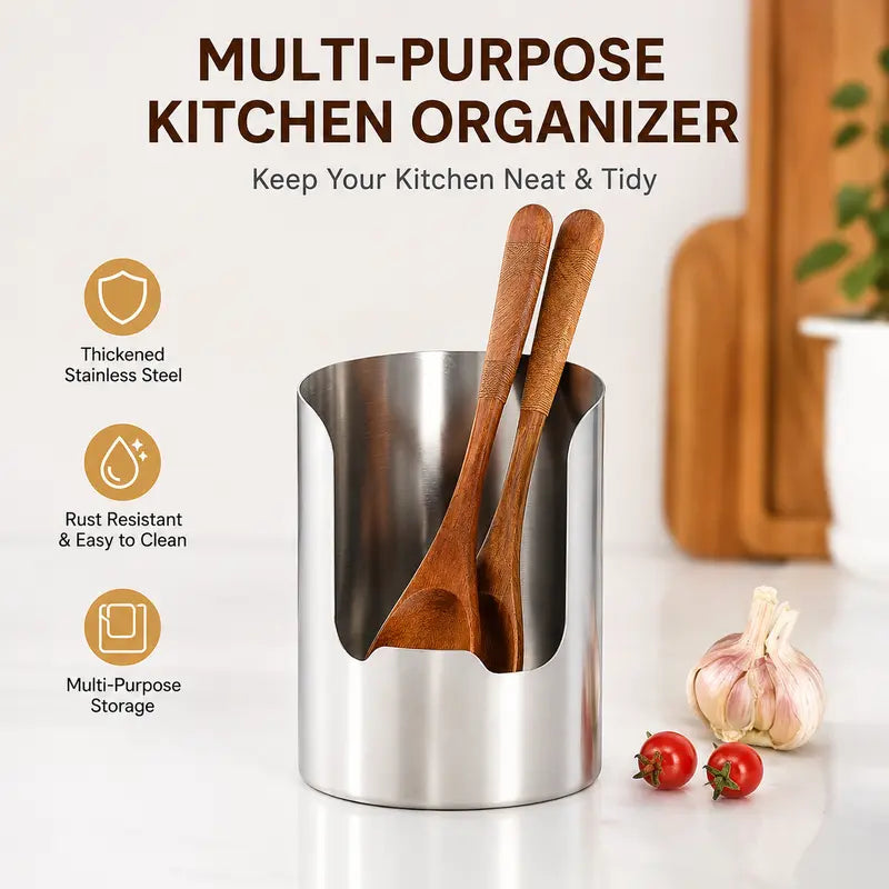Stainless Steel Kitchen Utensil Organizer – Multi-Purpose Pot Lid & Cutting Board Rack