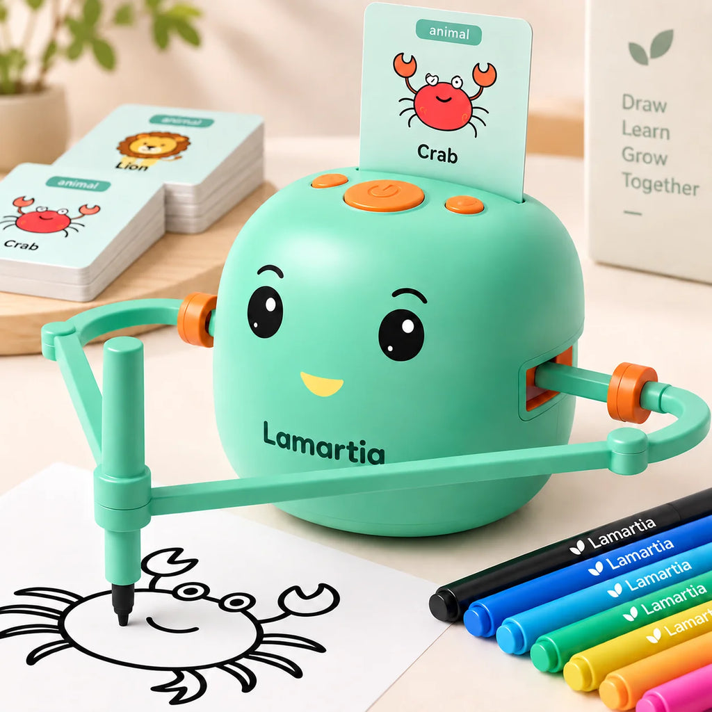 LamaBot Drawing Robot for Kids – Voice-Guided Full Pack with 100 Picture Cards