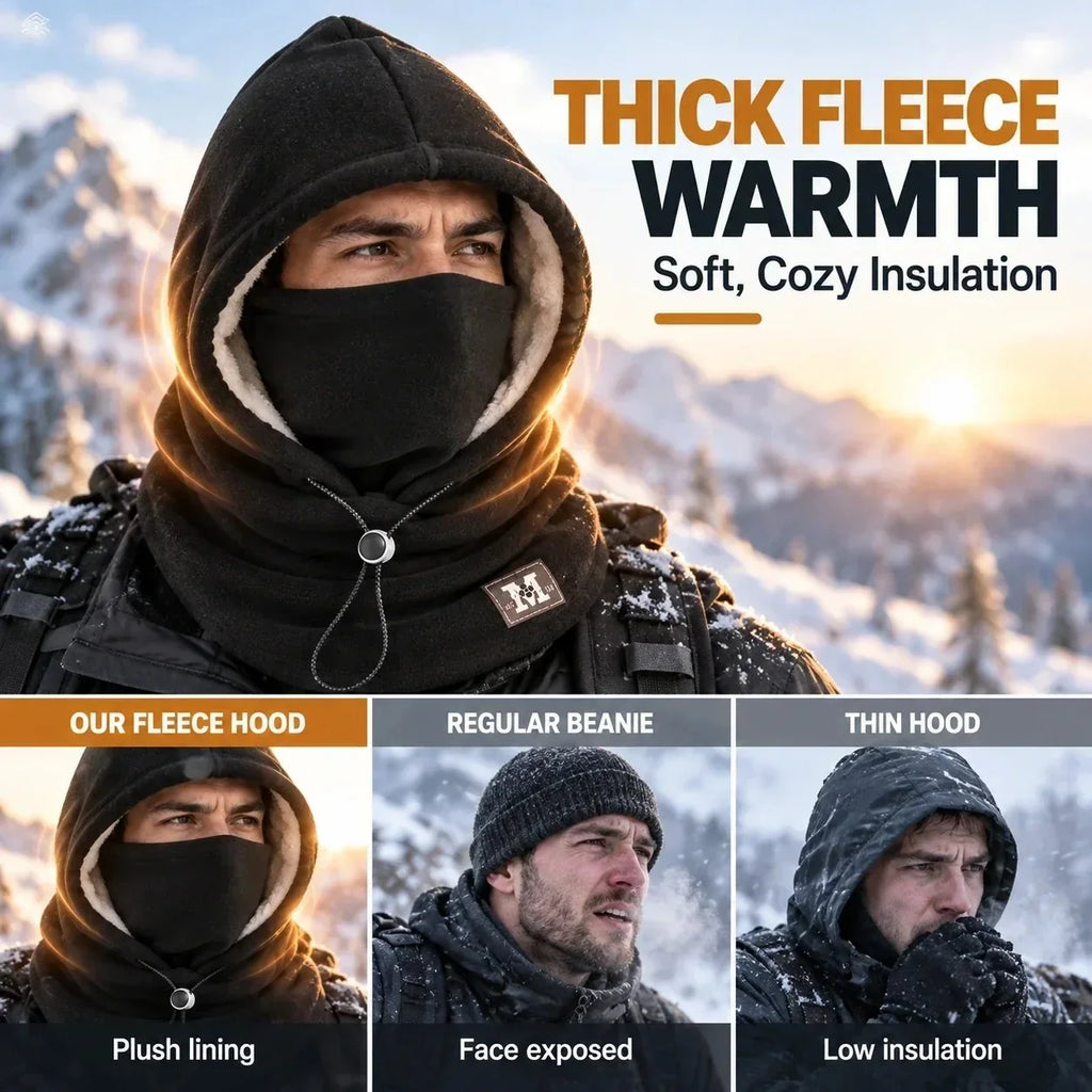 3-in-1 Fleece Balaclava Winter Face & Neck Warmer with Adjustable Hood