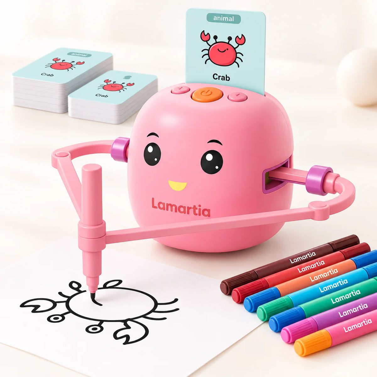 LamaBot Drawing Robot for Kids – Voice-Guided Full Pack with 100 Picture Cards