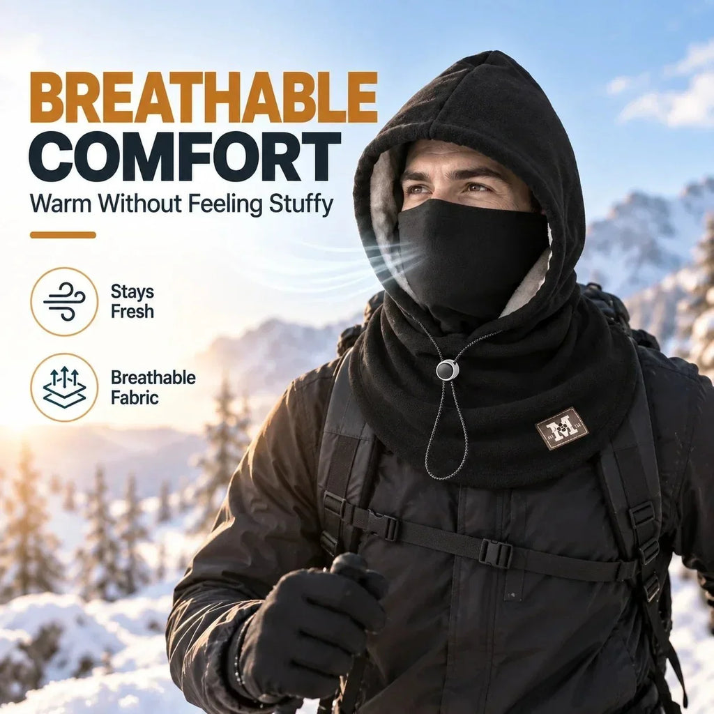 3-in-1 Fleece Balaclava Winter Face & Neck Warmer with Adjustable Hood