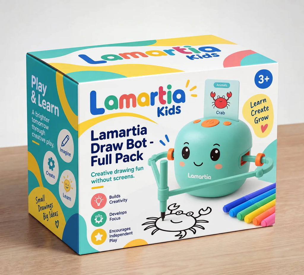 LamaBot Drawing Robot for Kids – Voice-Guided Full Pack with 100 Picture Cards