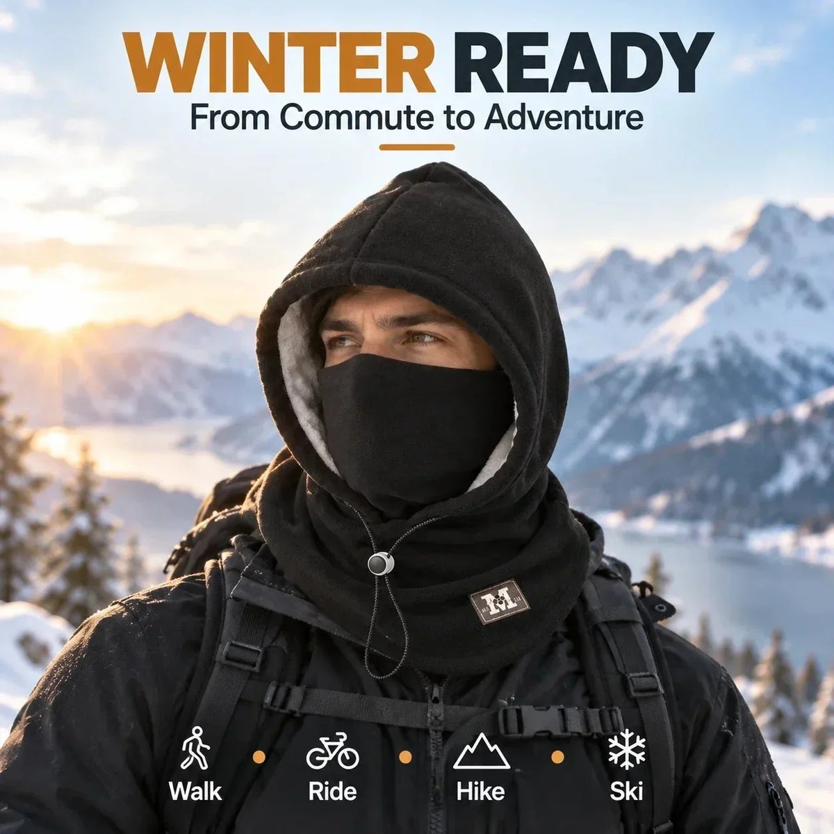 3-in-1 Fleece Balaclava Winter Face & Neck Warmer with Adjustable Hood